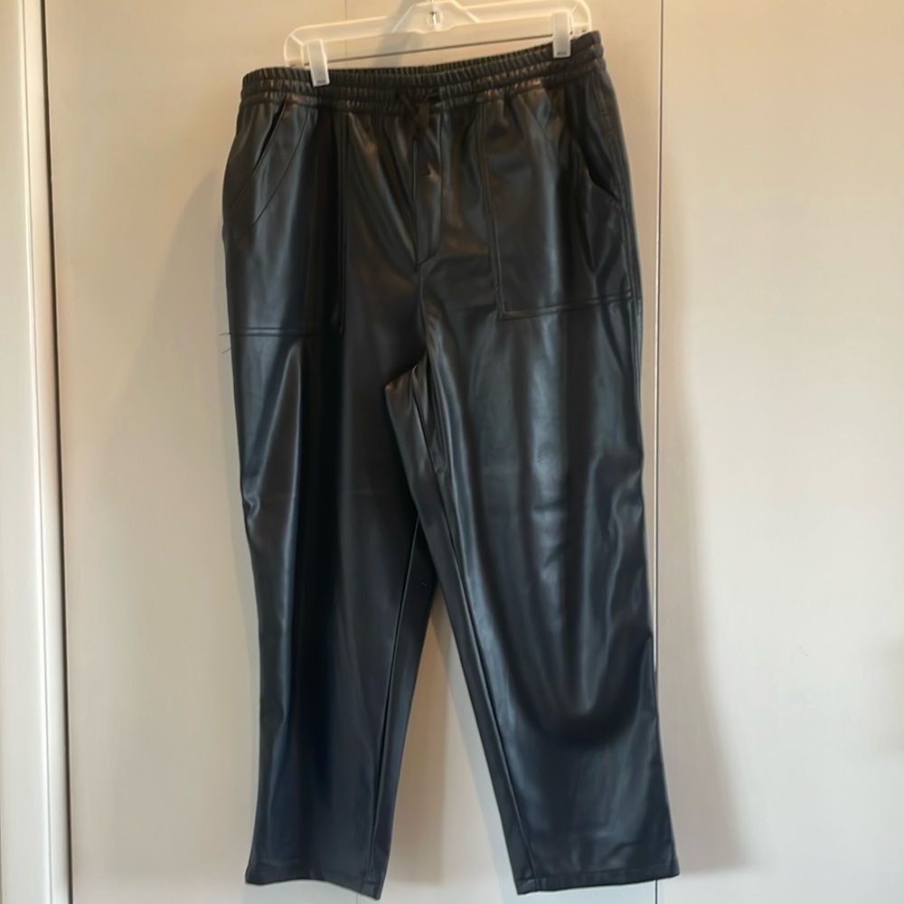 Faux leather joggers